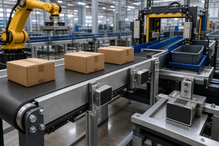 Magnete per l'automazione industriale destinato ai sistemi di trasporto