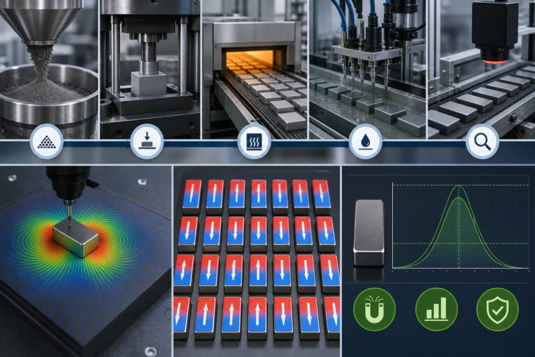 Obiettivi di qualità per il controllo della produzione in corso dei magneti NdFeB
