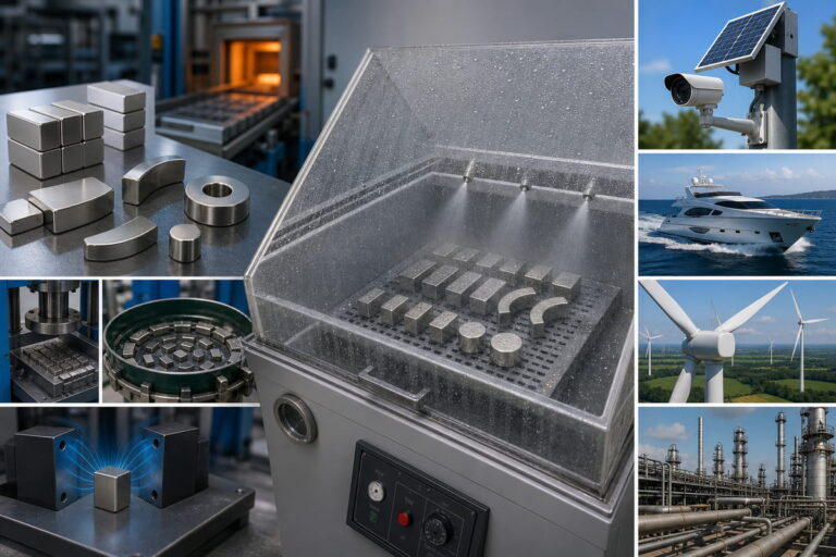 Produzione di magneti NdFeB – Prove in camera di nebbia salina – Applicazioni comuni