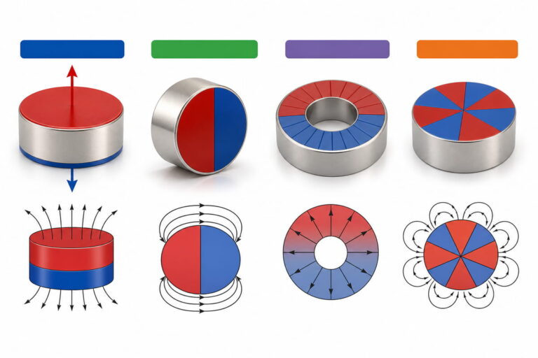 Direzioni comuni di magnetizzazione dei magneti al neodimio