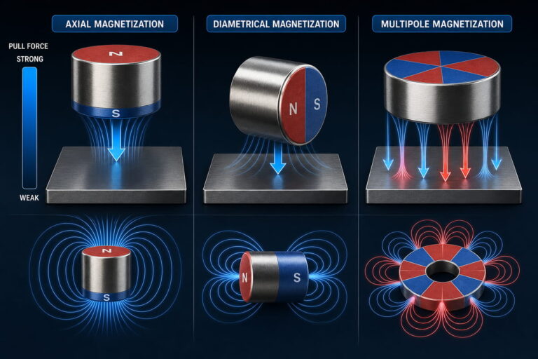 Direzione di magnetizzazione e forza di attrazione dei magneti al neodimio