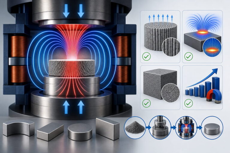 Vantaggi della produzione mediante pressatura a campo magnetico dei magneti sinterizzati NdFeB