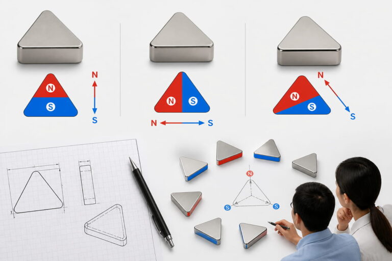 Direzione di magnetizzazione del magnete triangolare al neodimio
