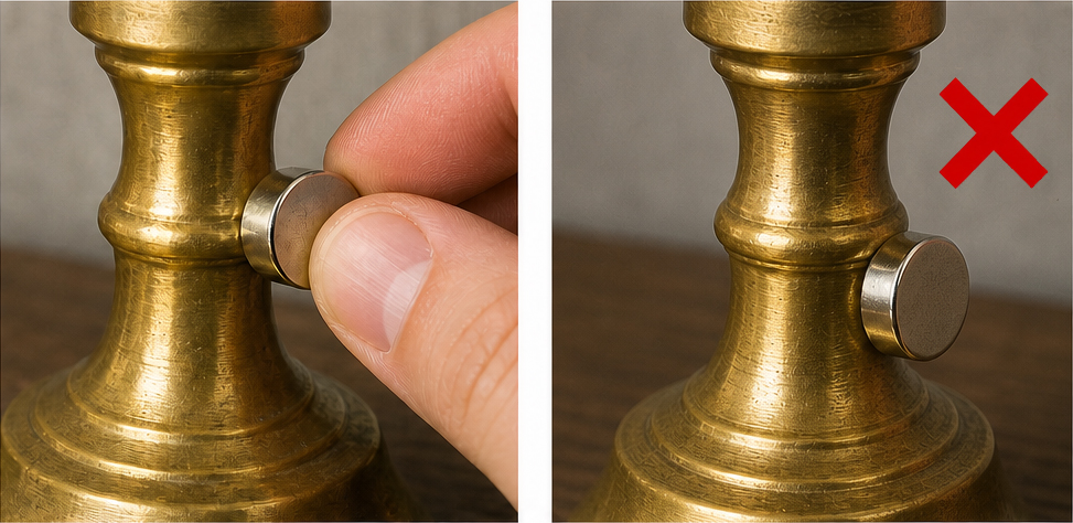 Un magnete aderisce all'ottone? La risposta semplice 9 Se il magnete aderisce saldamente, NON si tratta di ottone massiccio