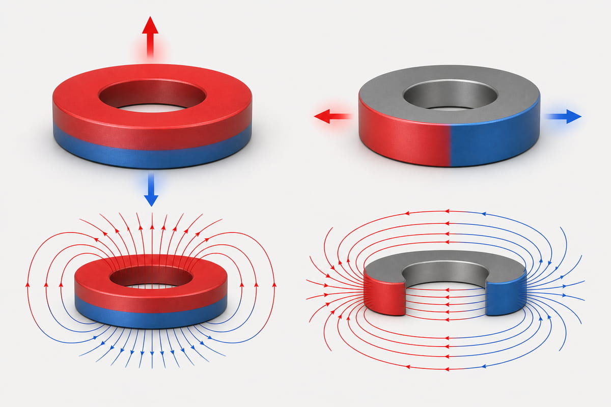 I magneti al neodimio hanno un polo nord e un polo sud? (Sì, ecco perché) 6 Direzioni di magnetizzazione dei magneti ad anello