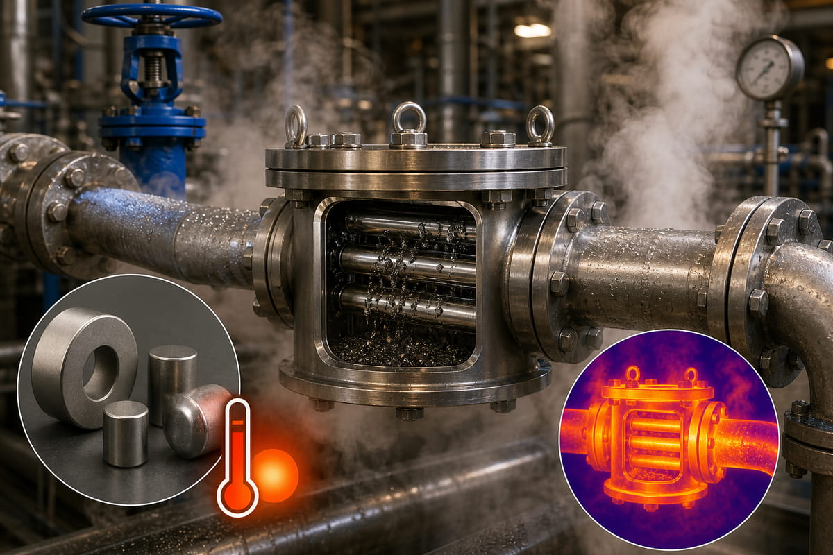 Pulizia a vapore delle tubazioni del separatore magnetico