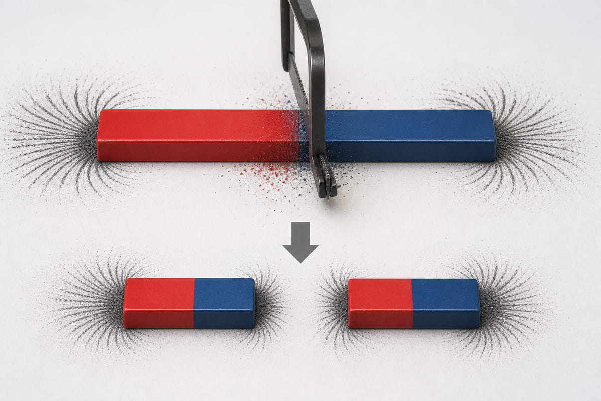 Cosa succede se si taglia a metà una barra magnetica? 3 Cosa succede se si taglia a metà una barra magnetica?