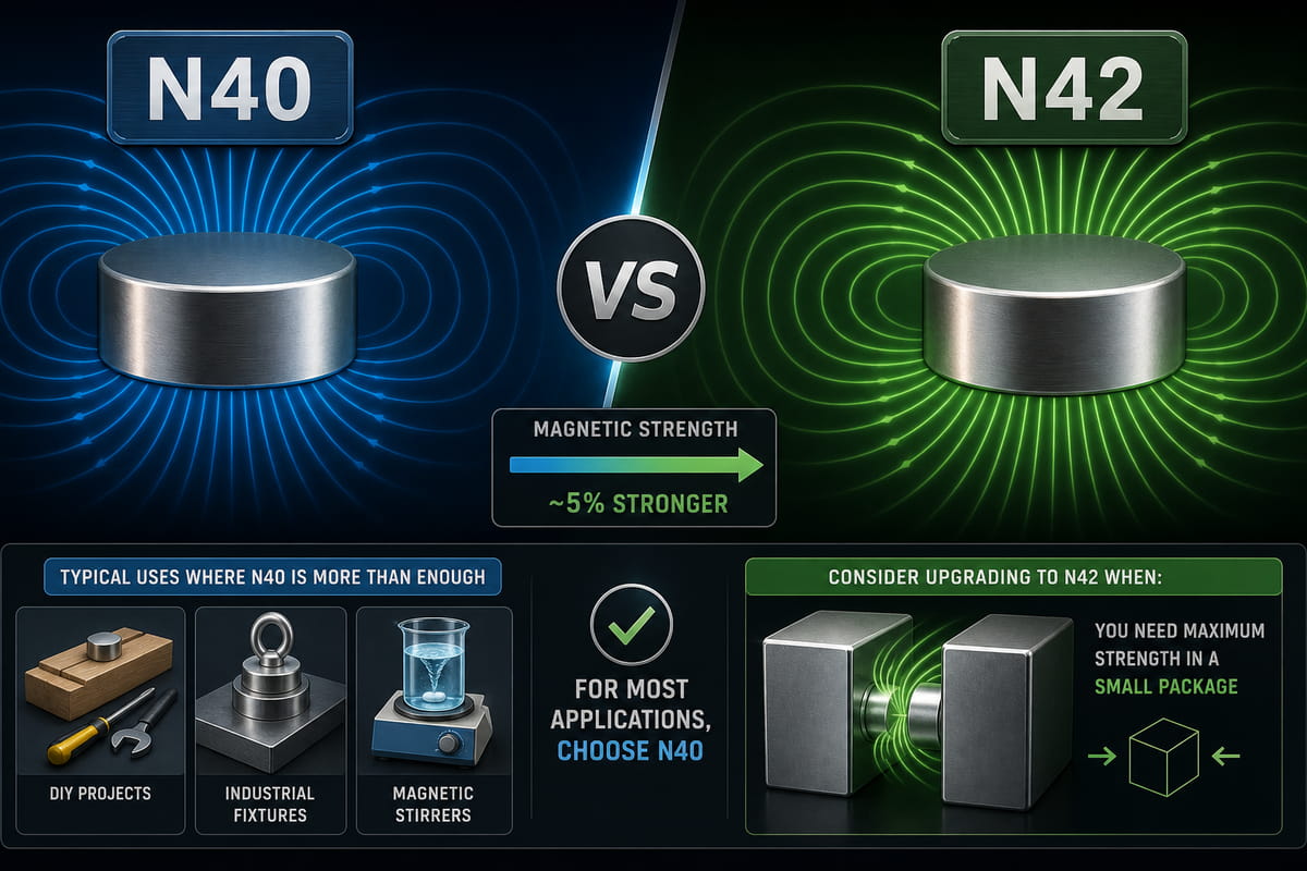 Cosa sono i magneti a barra N40? La guida completa 7 Semplice confronto tra i magneti N40 e N42