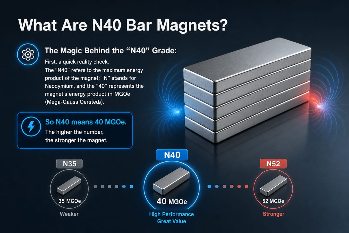 Cosa sono i magneti a barra N40? La guida completa 4 La magia che si cela dietro la classificazione “N40”