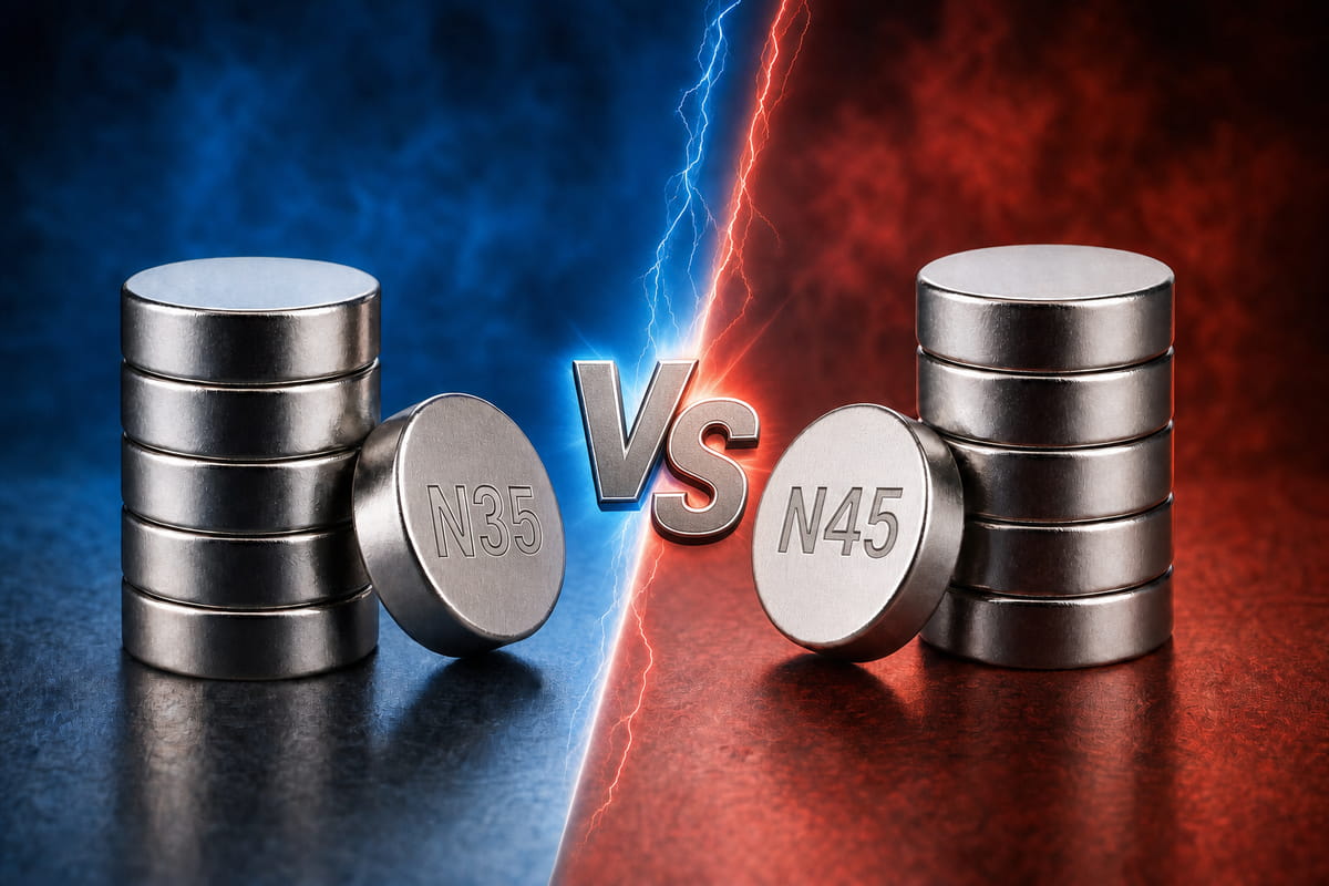 Magneti N35 e N45: confronto tra potenza, temperatura, prezzo e quando utilizzare ciascuno dei tre 3 Magneti n35 vs n45