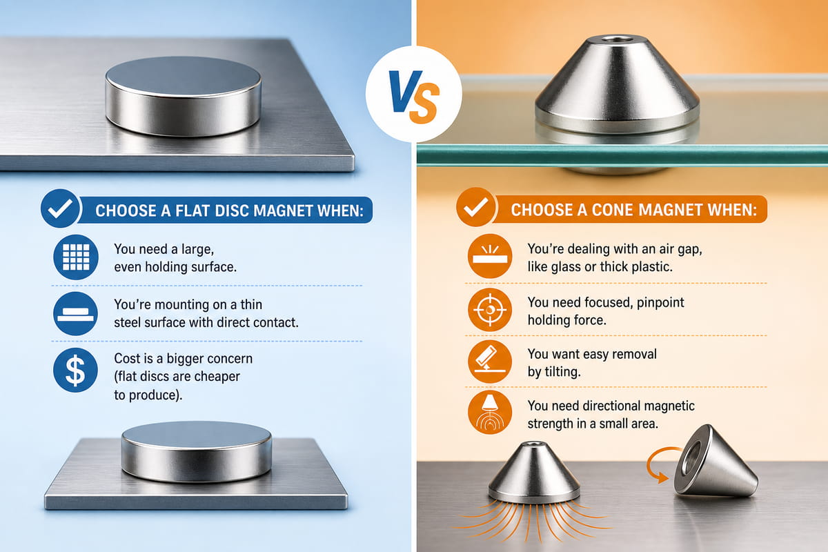 Magneti a cono vs. magneti a disco piatto