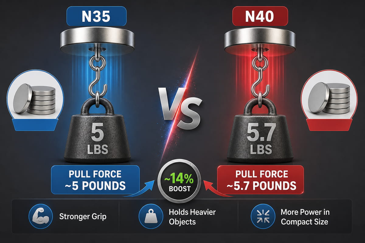 Magneti N35 vs N40: potenza e forza di attrazione
