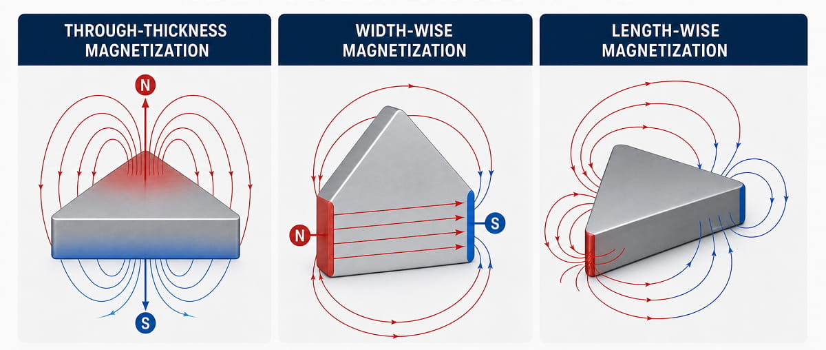 Direzioni di magnetizzazione dei magneti triangolari