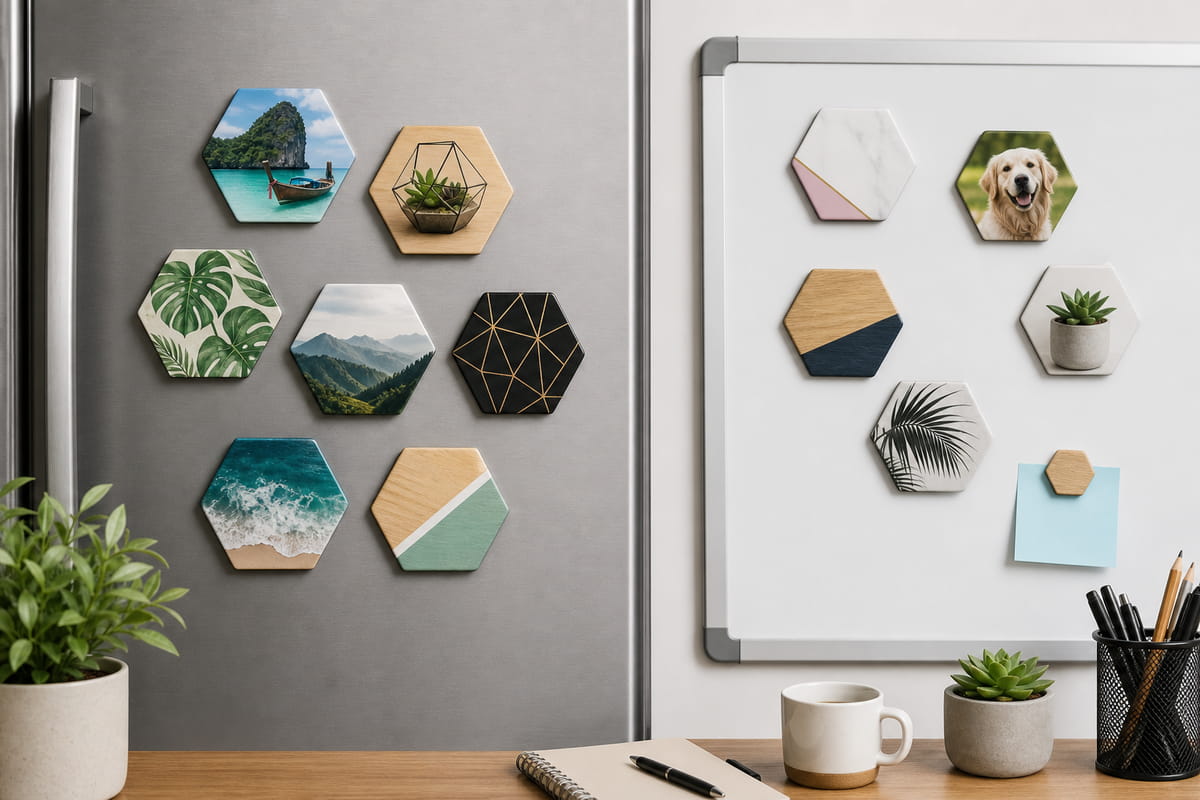 Magneti esagonali decorativi e da ufficio